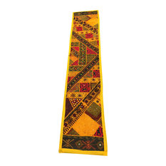 Mogulinterior - Mogul Boho Table Runner Yellow Sequin Embroidered Mogul Wall Hanging - Table Runners