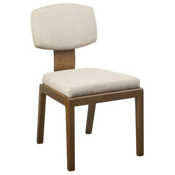 Armless Upholstered Dining Chair Set of 2, Tan, 20x23x34