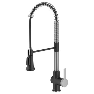 Britt Commercial Style 3-Function Pull-Down 1-Handle 1-Hole Kitchen Faucet, Spot Free Stainless Steel/Matte Black (Model Kpf-1691sfsmb)