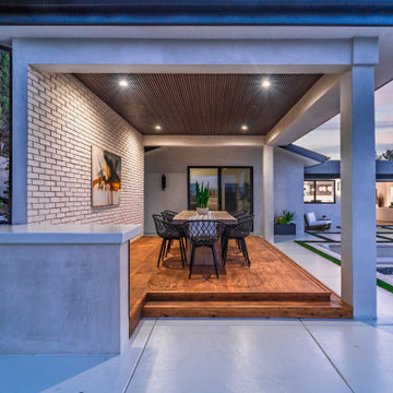 Outdoor Kitchen Counter Looking Into the Covered Dining Area