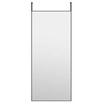 vidaXL Door Mirror Wall Mounted Mirror for Living Room Black Glass and Aluminum