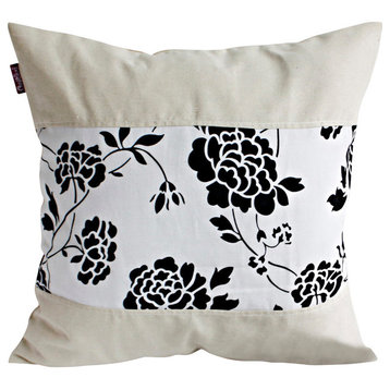 Floral Wedding Linen Patch Work Pillow Floor Cushion (19.7 by 19.7 inches)