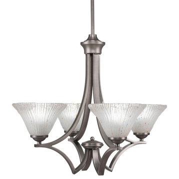 Zilo 4 Light Chandelier, Graphite Finish With 7" Frosted Crystal Glass