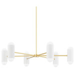 Mitzi by Hudson Valley Lighting - Kira 12-Light Chandelier Aged Brass/Soft White Combo - A futuristic vision, Kira is a charming, fashion-forward light fixture that is sure to make waves. In both the chandelier and wall sconce styles, globe bulbs nestle perfectly in the cylindrical, pill-like forms, diffusing light in opposite directions for a bold effect. Available in soft white, soft black, and aged brass, Kira comes as a wall sconce, 10-light chandelier, and 12-light chandelier.