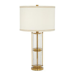 Brass and Textured Glass Lamp - Table Lamps