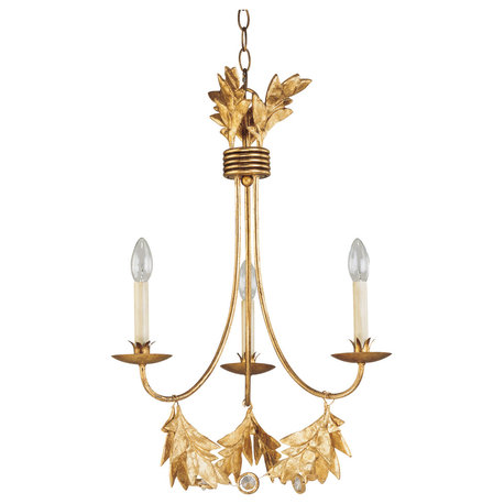 3-Light Distressed Gold 20"D Sweet Olive Chandelier