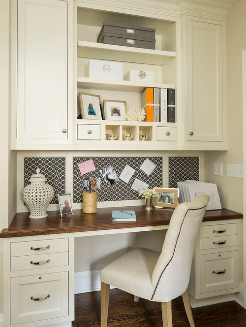 Home Office Design Ideas, Remodels & Photos with Beige Walls