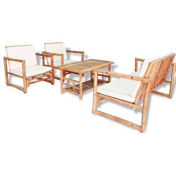 vidaXL 4-Piece Garden Lounge Set With Cushions Bamboo