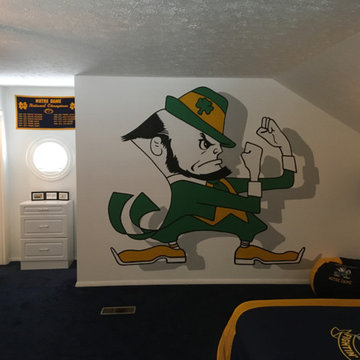Notre Dame Fighting Irish Themed Murals, painted in a bedroom loft by Tom Taylor