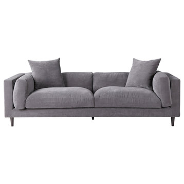 Moe's Home Collection Lafayette Contemporary Fabric Upholstered Sofa in Gray