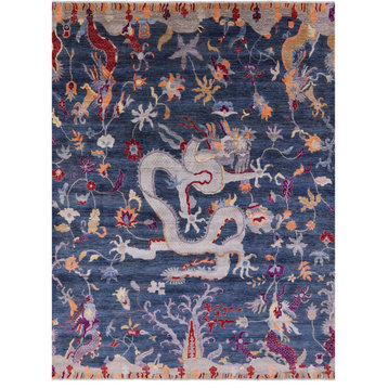 8' 10" X 11' 6" Dragon Design Hand Knotted Wool Rug - Q14349