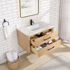 Cristo Floating Bath Vanity With Stone Top, Fir Wood Brown, 36in., No Mirror