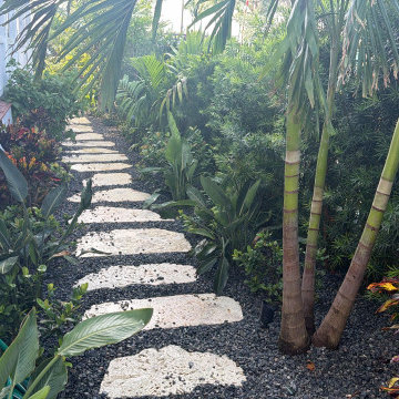 Tropical Garden Landscape with Natural Stone Pathway
