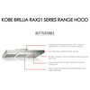 Kobe Brillia Under Cabinet Range Hood, Silver, 30"