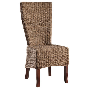 Bali Modern Mahogany & Seagrass Side Dining Chairs (Set of 2)