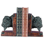 EuroLux Home - Bookends Bookend AMERICAN WEST Lodge Buffalo Head King of the Prairie - Item #:OK-344Overall measurements (inches)6.75H x 4.50W x 4.25D .King Of The Prairie-Buffalo Head Bookends.Overall Condition is New. Material(s):Resin.Style:Lodge.Dates to circaNew.