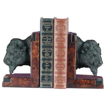 Bookends Bookend AMERICAN WEST Lodge Buffalo Head King of the Prairie