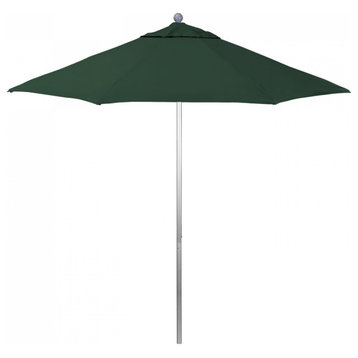 9' Patio Umbrella Silver Pole Fiberglass Ribs Push Lift Pacific Premium, Forest Green