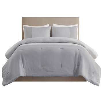 Beautyrest Miro 3 Piece Gauze Oversized Comforter Set in Gray