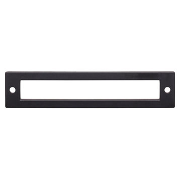 Top Knobs TK925BLK: 5-1/16" cc Hollin Cabinet Pull Backplate - Flat Black