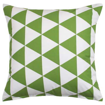 Forest Green Triangle Pattern Decorative Throw Pillow Cover, 20"x20"