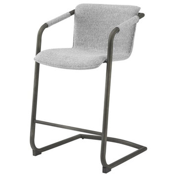 New Pacific Direct Indy 25" Fabric Plywood Counter Stool in Gray (Set of 2)