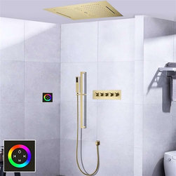 BathSelect Rainfall Musical Shower System With Hand Shower, Style C-Touch Panel Light - Showerheads And Body Sprays