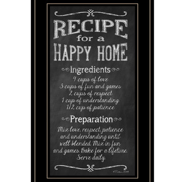 Recipe For A Happy Home 3 Black Framed Print Wall Art