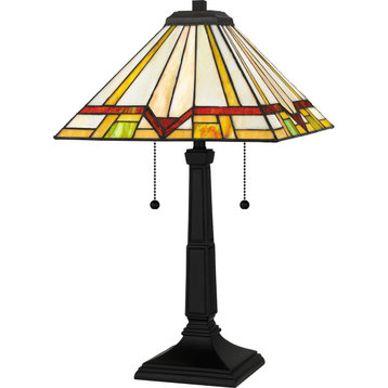 Quoizel TF16140 Frederick 2 Light 23" Tall Tiffany Table Lamp - Matte Black