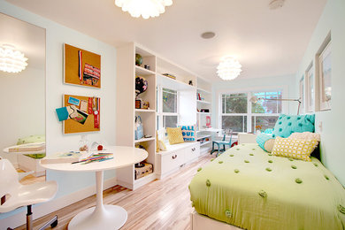 Contemporary kids' bedroom in Seattle for girls.
