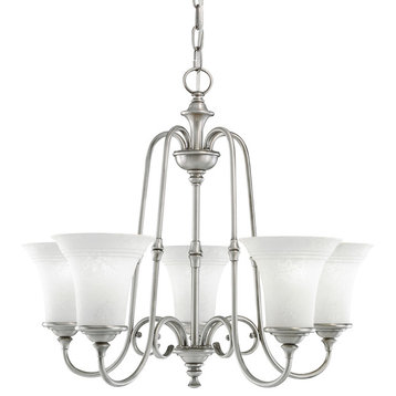 5-Light Northampton Chandelier, Antique Pewter With White Textured Glass