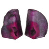Small Polished Pink Brazilian Agate Geode Bookends