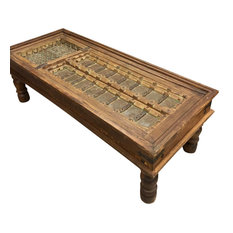 Mogulinterior - Consigned Antique Indian Hand Carved Coffee Table Unique Style Hotel Design - Coffee Tables
