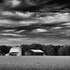 Modern Farm House Wall Decor: Barn Field Landscape Photo Black & White, 12" X 18"