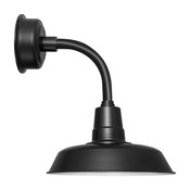 Oldage LED Sconce Light, Black With Trim Arm, Matte Black, 14" Shade Diameter