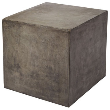 Modern Cube Shaped Lightweight Concrete Side Table in Natural Finish Cube Block