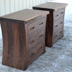 Walnut Nightstands with Curved Sides - Nightstands And Bedside Tables