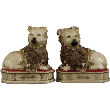 Pair of Resting Staffordshire Reproduction Dogs