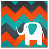 'Elephant on Chevron' Canvas Art by Nicole Dietz