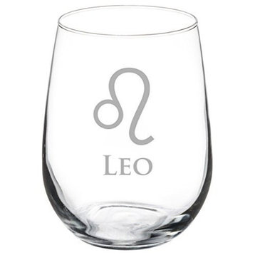 Wine Glass Goblet Horoscope Zodiac Birth Sign, 17 Oz Stemless, Leo