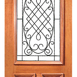 Mahogany 3/4 Lite External Single Door with Decorative Ironwork - Front Doors