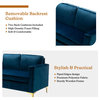 Modern Upholstered Sofa With Loose Back, Navy