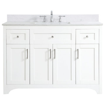 48" Single Bathroom Vanity, White With Backsplash, Vf17048Wh-Bs