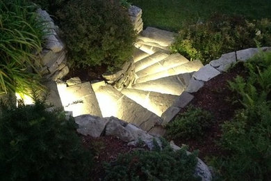 This is an example of a mid-sized mediterranean backyard mulch landscaping in Toronto.