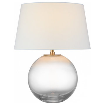 Masie Medium Table Lamp, 1-Light, Clear Glass, Linen Shade, 20.75"H