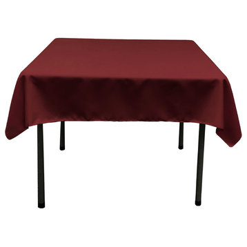 LA Linen Square Polyester Poplin Tablecloth, Burgundy, 52"x52"