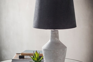 Strata Stone Effect Table Lamp With Black Shade