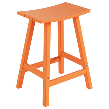 WestinTrends 24" Outdoor Patio Adirondack Plastic Counter Stool, Saddle Seat, Orange