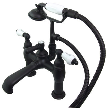 Kingston Brass 7" Deck Mount Tub Faucet With Hand Shower, Oil Rubbed Bronze