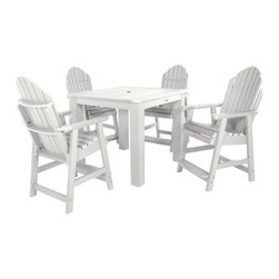 Highwood USA - Hamilton 5-Piece Square Counter-Height Dining Set, White - Outdoor Dining Sets